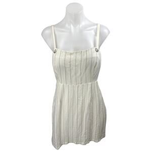 ASTR the Label Cream Beige Striped Sleeveless Cutout Mini A Line Dress Size M